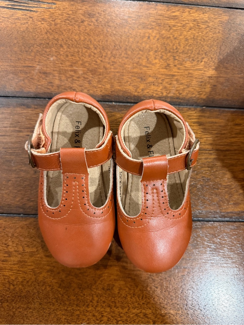 Felix & Flora Toddler Brown T-Strap Mary Jane Shoes